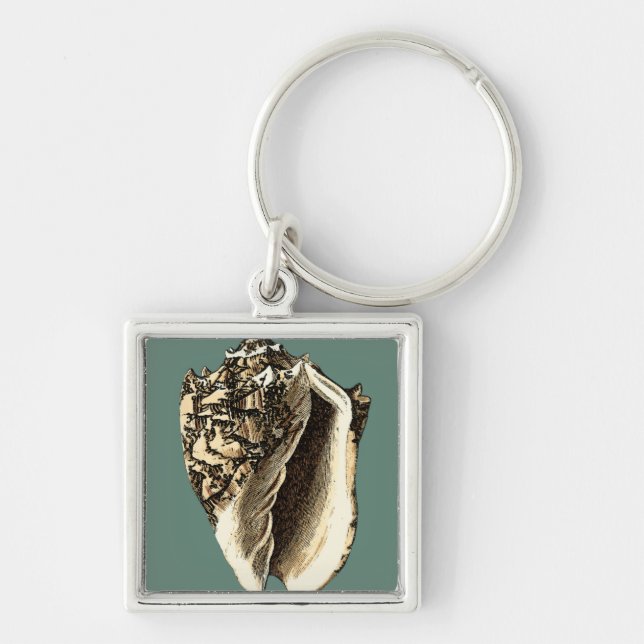 Teal Conch Shell Key Ring (Front)