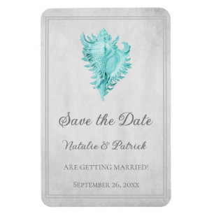 Teal Conch Shell Save the Date Magnet