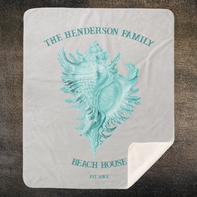 Teal Conch Shell Sherpa Blanket (Teal Conch Shell Personalized Sherpa Blanket)