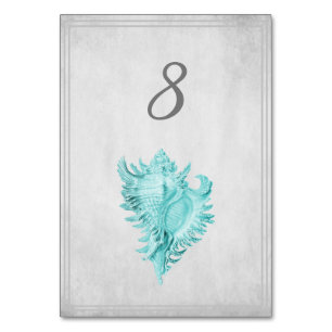 Teal Conch Shell Table Number Card