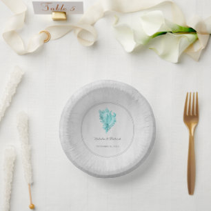 Teal Conch Shell Wedding Paper Bowls Paper Plate