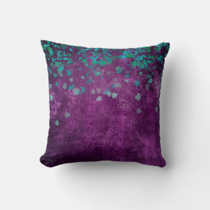 Teal Confetti on Purple Cushion