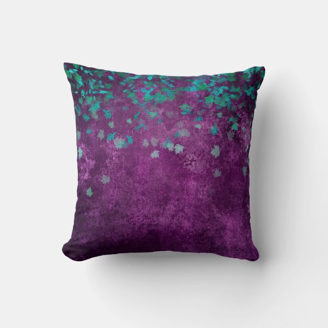 Teal Confetti on Purple Cushion (Front)