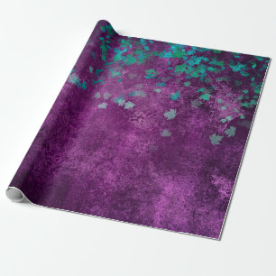 Teal Confetti on Purple Wrapping Paper