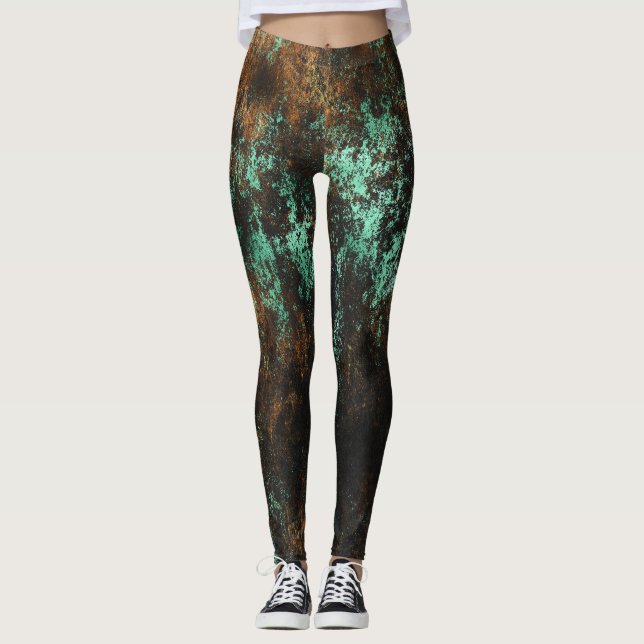 Teal Cooper Patina Metallic Leggings (Front)