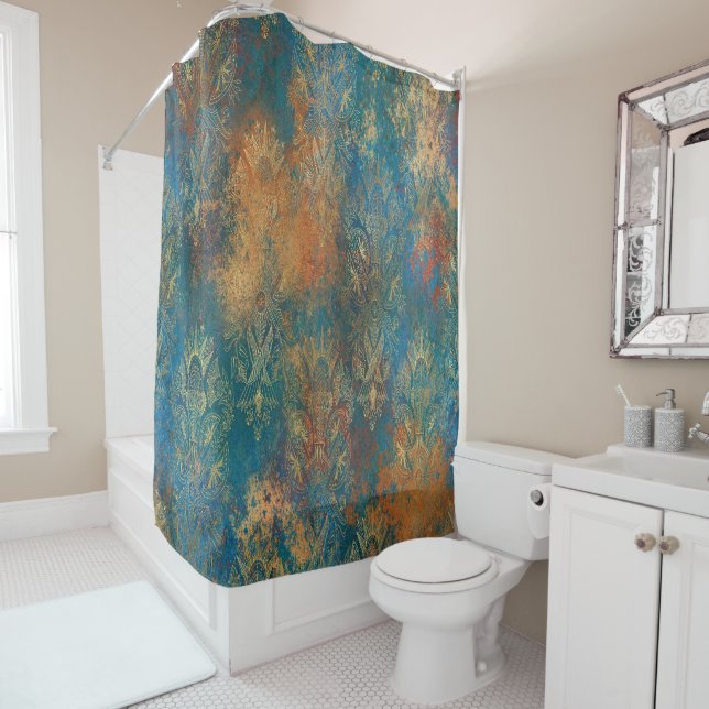 Teal Cooper Patina    Shower Curtain (In Situ)