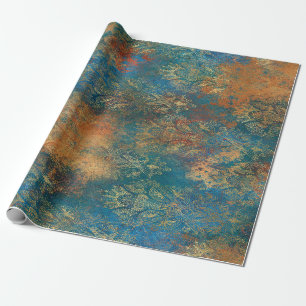Teal Cooper Patina Wrapping Paper