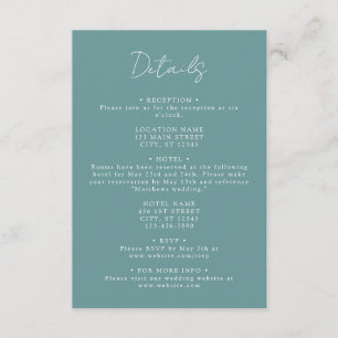Teal Coordinate Wedding Details Enclosure Card