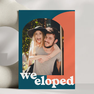 Teal Coral Arch Photo We Eloped Celebration Party Announcement