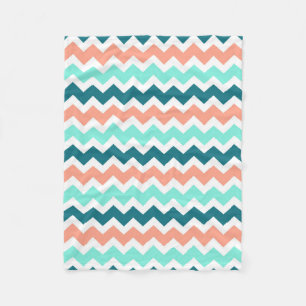 Teal Coral Blue Chevron Pattern Blanket