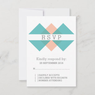 Teal Coral Geometric Triad RSVP Card