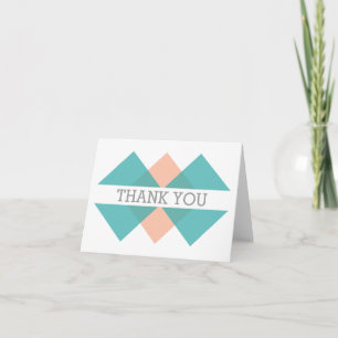 Teal Coral Geometric Triad Thank You Card