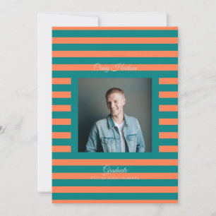 Teal Coral High School Grad Announcement Card