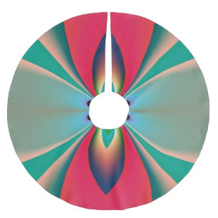 Teal Coral Mirror Symmetry Abstract Art Brushed Polyester Tree Skirt