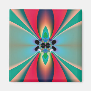 Teal Coral Mirror Symmetry Abstract Art Magnet