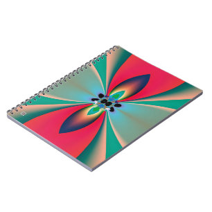 Teal Coral Mirror Symmetry Abstract Art Notebook