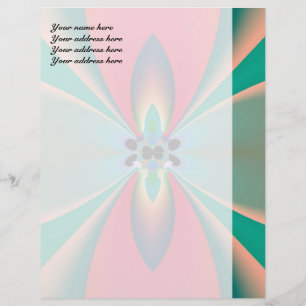 Teal Coral Mirror Symmetry Abstract Art Personalized Letterhead