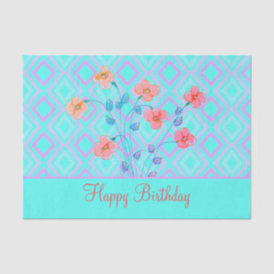 Teal Coral Red Tissue Paper With Pink