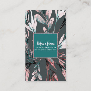 Teal Coral Watercolor Botanical Refer Friend Card