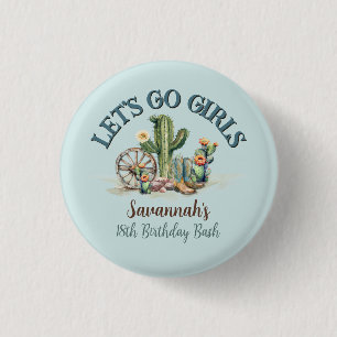 Teal Country Cowgirl Rodeo Theme Birthday Party 3 Cm Round Badge