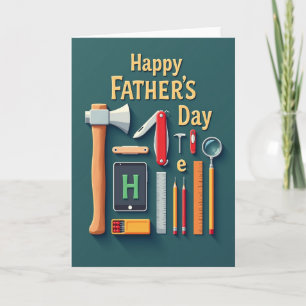 Teal Crafted Fathers Day Card