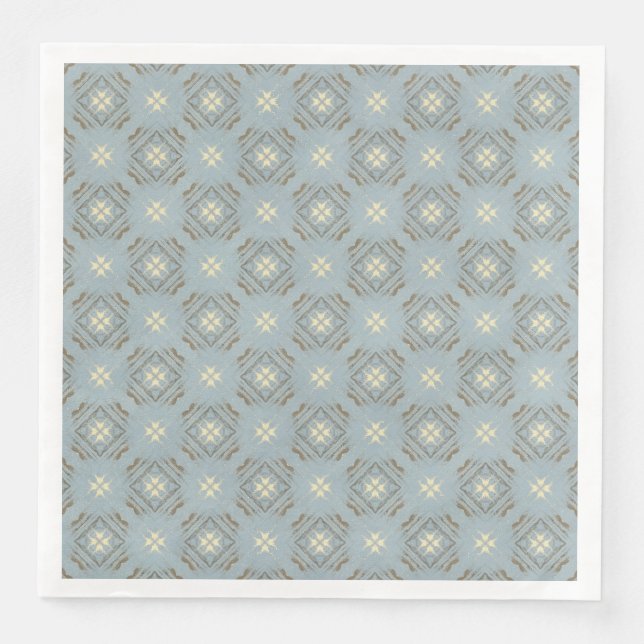 Teal, Cream, & Brown Diamonds Chequerboard Pattern Napkin (Front)