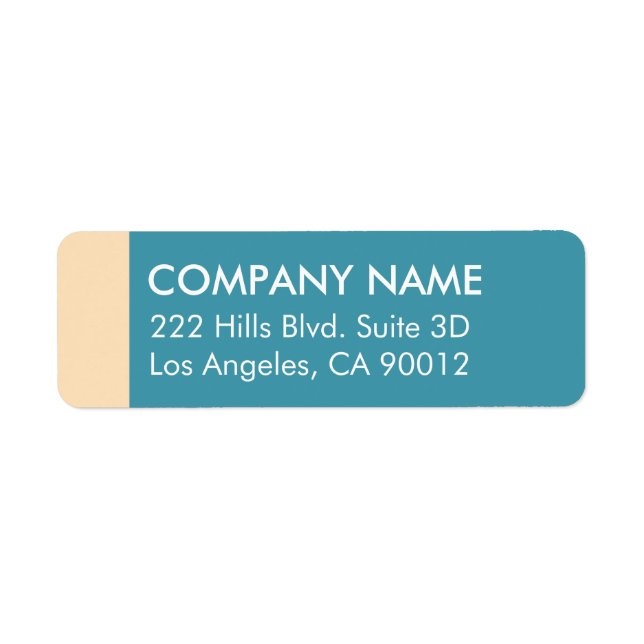 Teal Cream Colour Block Modern Return Address Label (Front)