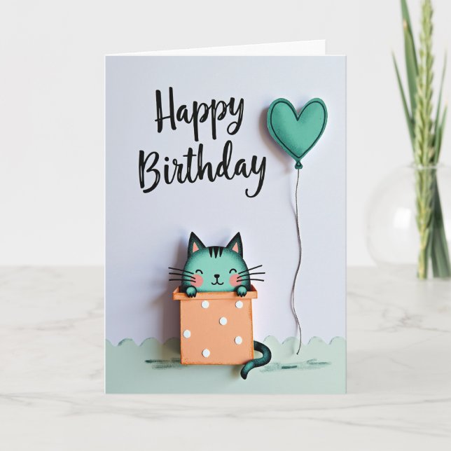 Teal Creature Birthday Card (Front)