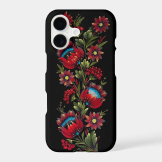 Teal & Crimson Floral Folk Art Phone Case