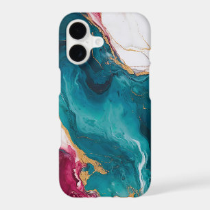 Teal & Crimson Marble Elegance