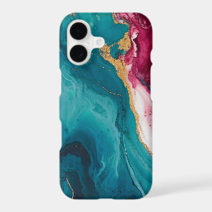 Teal & Crimson Marble Elegance