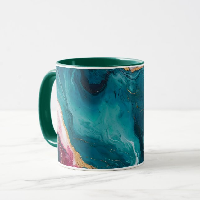 Teal & Crimson Marble Elegance Mug (Front Left)