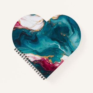 Teal & Crimson Marble Elegance Notebook