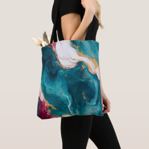 Teal & Crimson Marble Elegance Tote Bag
