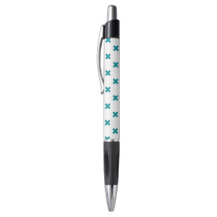 Teal cross stitches on white