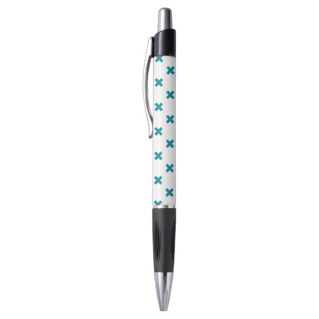 Teal cross stitches on white (Top (Vertical))