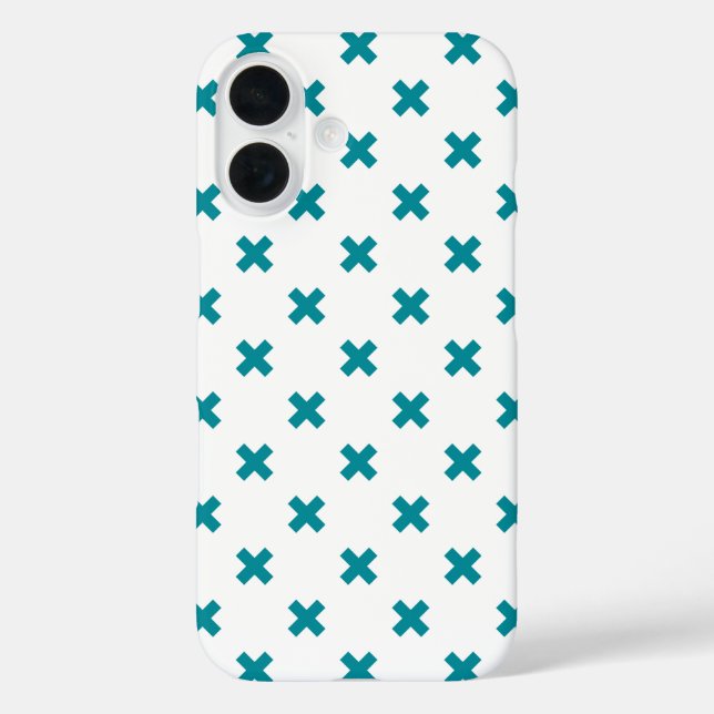 Teal cross stitches on white Case-Mate iPhone case (Back)