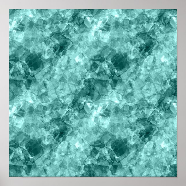 Teal Crumpled Texture Poster (Front)