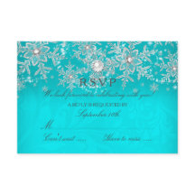Teal Crystal Pearl Snowflake Silver Winter RSVP