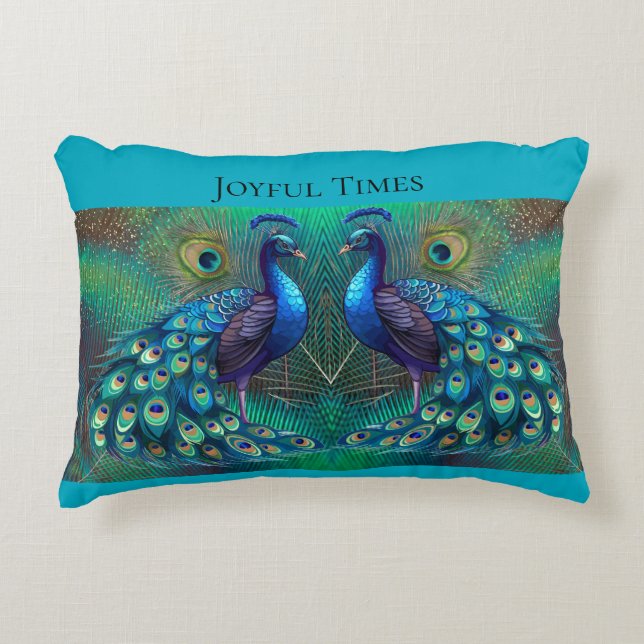 Teal cushion Peacock design (Front)