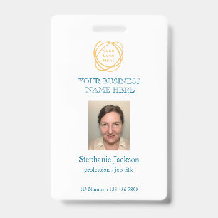Teal Custom Employee Photo Company Logo QR Code    ID Badge