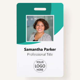 Teal Custom Employee - Photo, Logo, Barcode, Name ID Badge