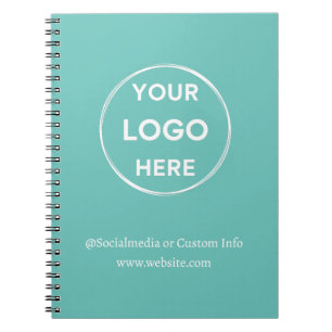 Teal Custom Logo Modern Minimalist Business Staff Notebook