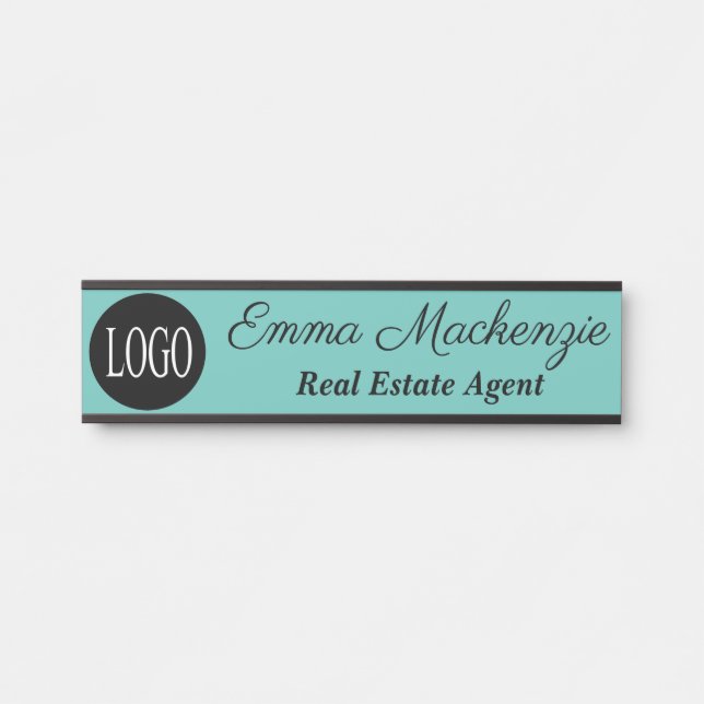Teal Custom Logo Professional Office Door Sign (Front)