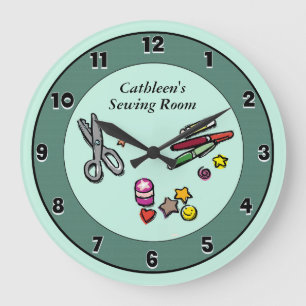 Teal Custom Scrap Room or Craft Room Round Clock