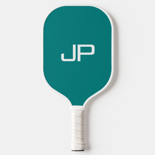 Teal Customisable Colour Monogram Name Template Pickleball Paddle (Front)