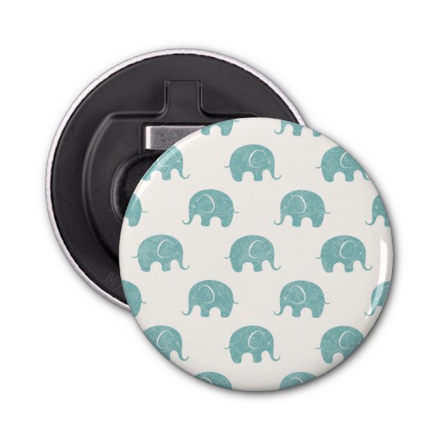 Teal Cute Elephant Pattern Bottle Opener (Front)
