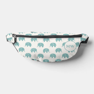 Teal Cute Elephant Pattern Bum Bags