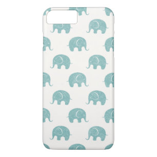 Teal Cute Elephant Pattern iPhone 8 Plus/7 Plus Case