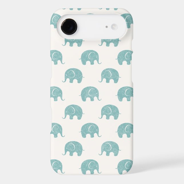 Teal Cute Elephant Pattern Case-Mate iPhone Case (Back)